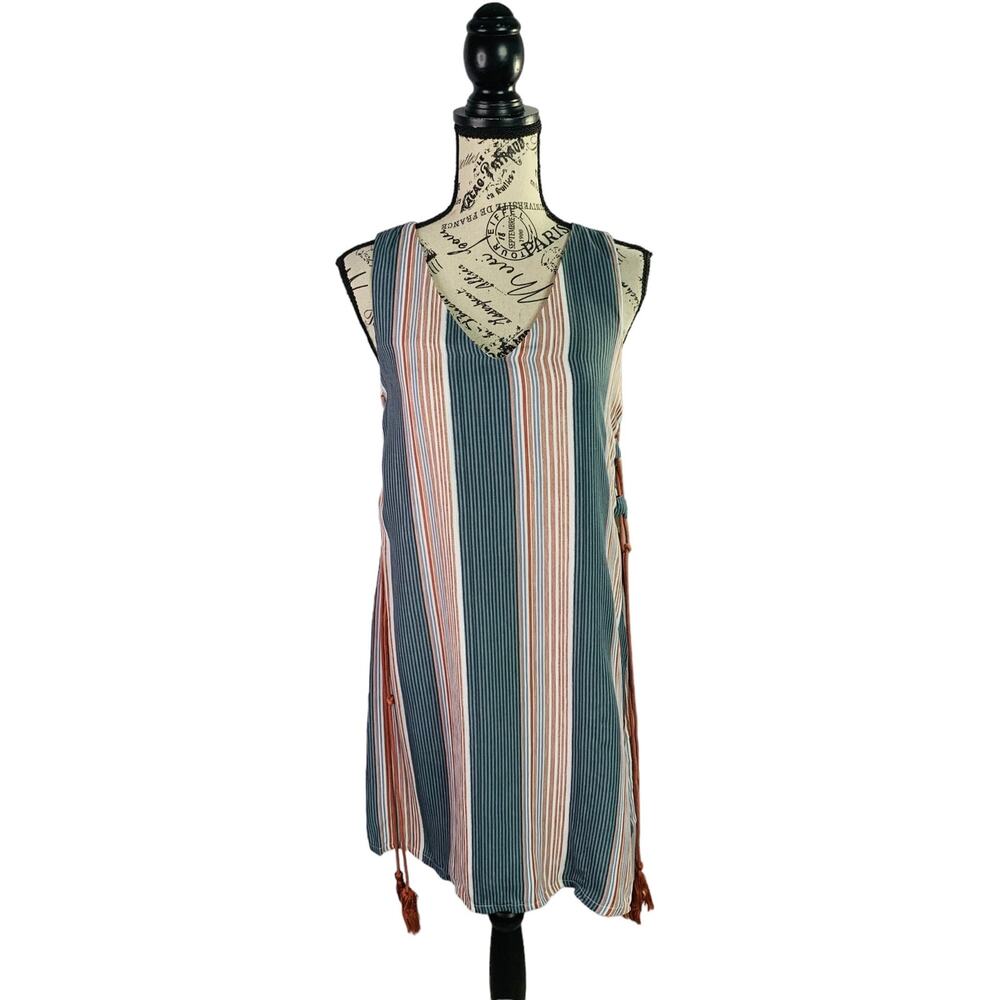 ETHEREAL Mini Dress 100% Polyester Laced Sides Sleeveless Zippered Back Small